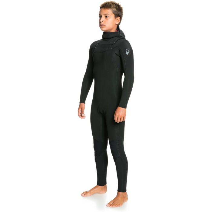 2024 Quiksilver Junior Everyday Sessions 4/3mm Chest Zip Con Capucha Neopreno EQBW203007 - Black